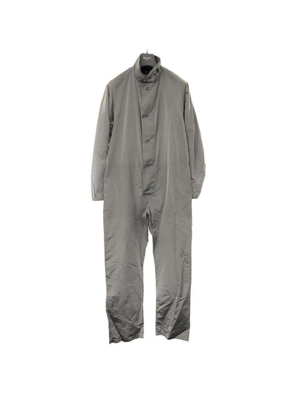 Prada 22 AW Back Print Silk Jumpsuit Gray S Sgc096